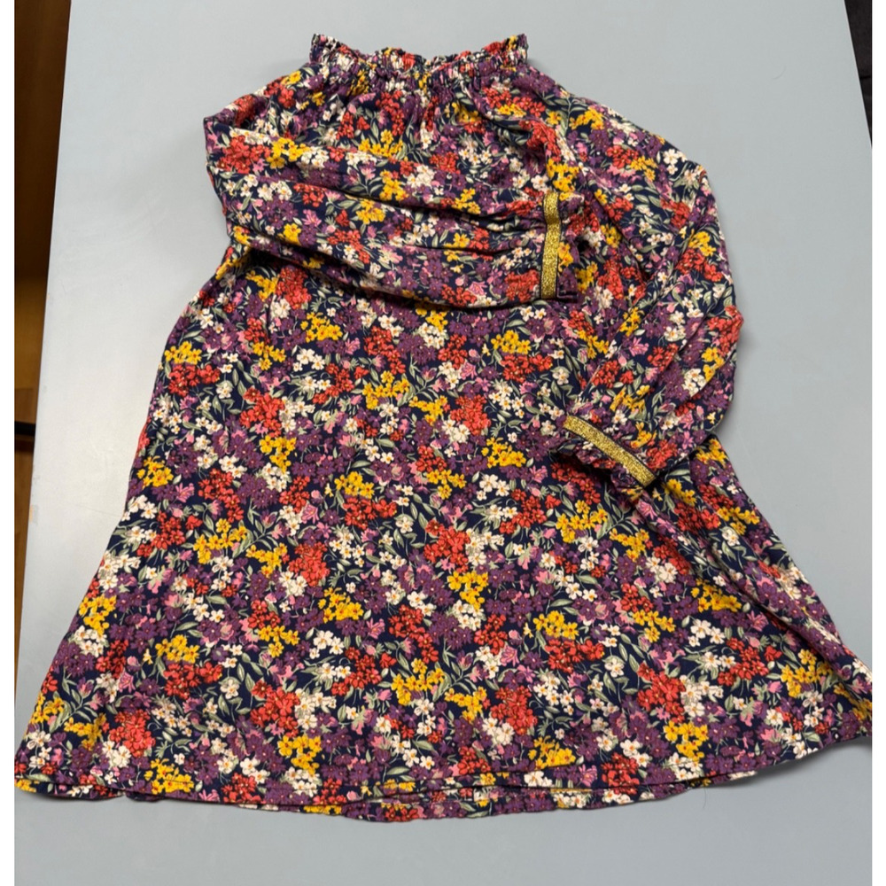 Mini Boden Dress Girls Sz 4-5Y Floral Cotton Lined Long Sleeve, 3160